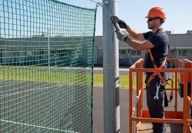 Football goal net installation in Nellore